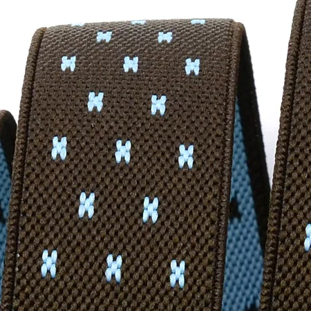 1 Meter Premium Elastic Band 25 mm, Dark Brown / Light Blue