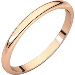10K Rose 2 mm Half Round Band Size 9.5