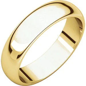 10K Yellow 5 mm Half Round Band Size 9.5