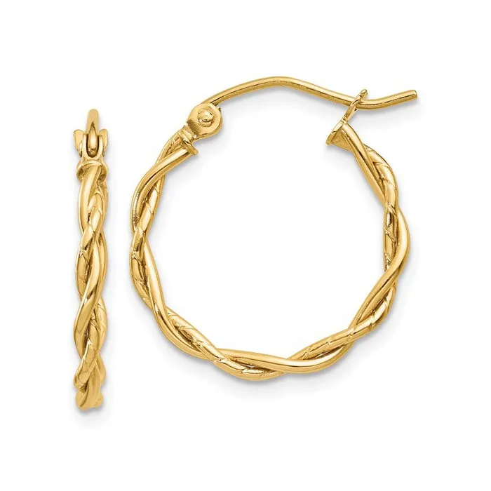 10K Yellow Gold (2.25mm) Twisted Hoop Earrings