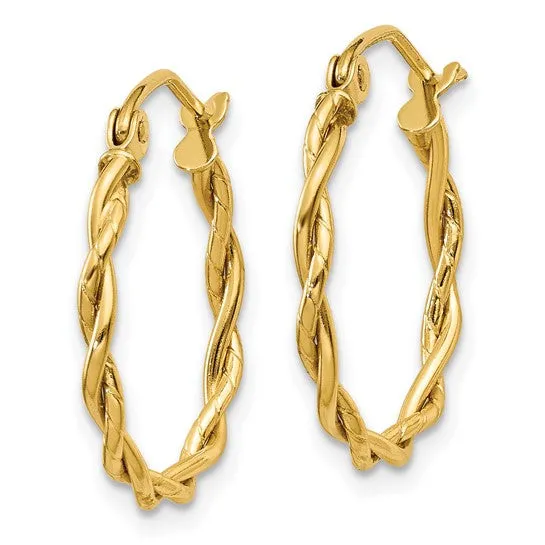 10K Yellow Gold (2.25mm) Twisted Hoop Earrings