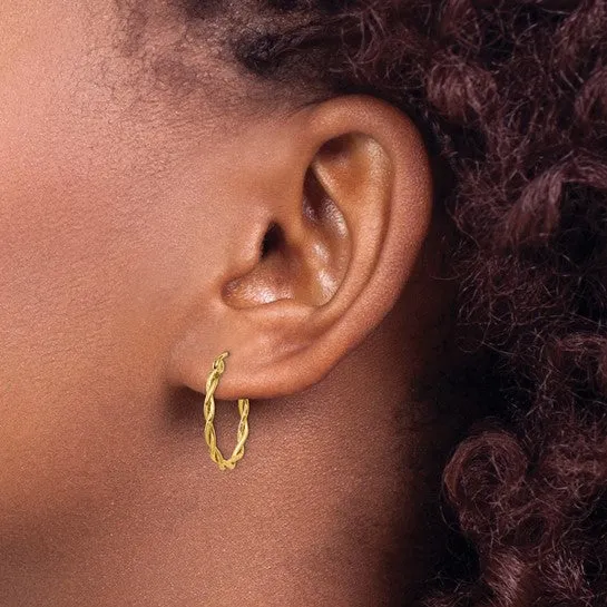 10K Yellow Gold (2.25mm) Twisted Hoop Earrings