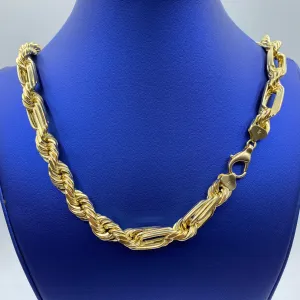 14K 12MM Bold Figaro Rope Chain 24"