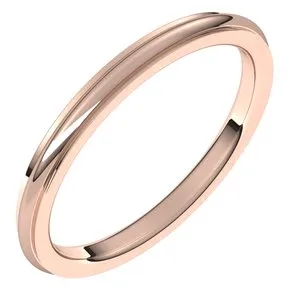 14K Rose 2 mm Comfort Fit Edge Band Size 7