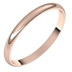 14K Rose 2 mm Half Round Ultra-Light Band Size 6