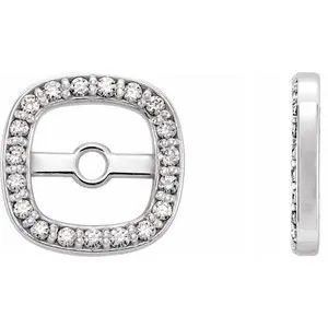 14K White 1/10 CTW Diamond Halo-Style Earring Jackets