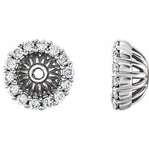 14K White 1/6 CTW Diamond Earring Jackets with 4.1 mm ID