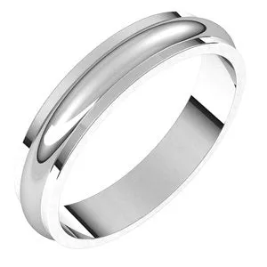 14K White 4 mm Half Round Edge Band Size 7.5