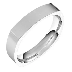 14K White 4 mm Square Comfort Fit Band Size 6