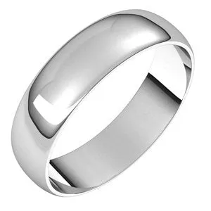 14K White 5 mm Half Round Ultra-Light Band Size 7.5