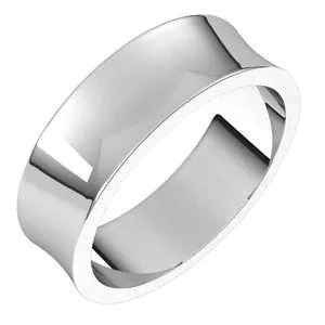 14K White 6 mm Concave Light Band Size 8