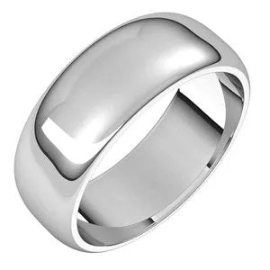 14K White 7 mm Half Round Band Size 6