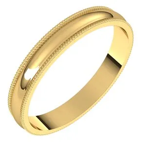 14K Yellow 3 mm Milgrain Half Round Light Band Size 5