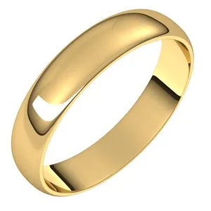 14K Yellow 4 mm Half Round Ultra-Light Band Size 6