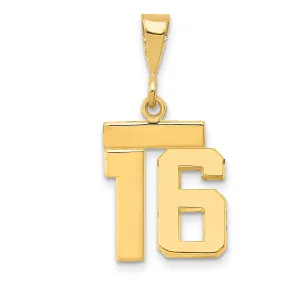14k yellow gold small polished number 16 charm