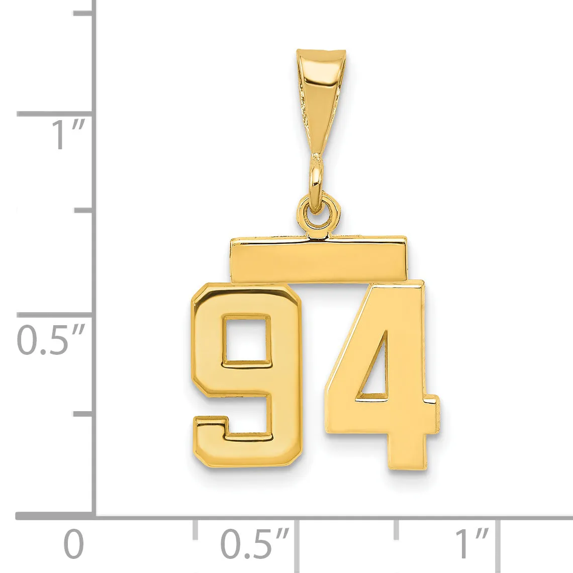 14k yellow gold small polished number 94 charm