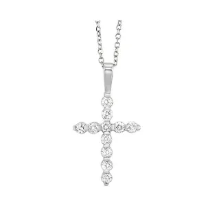 14KT White Gold & Diamond Classic Book Cross Pendants Neckwear Pendant  - 1/2 ctw