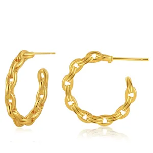 18K Gold-Plated Cable Chain Hoop Earrings