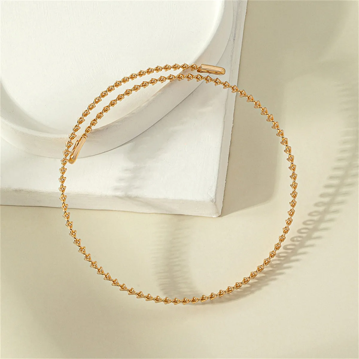 18K Gold-Plated Fishbone Choker Necklace