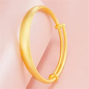 18K Gold-Plated Frosted Adjustable Bangle