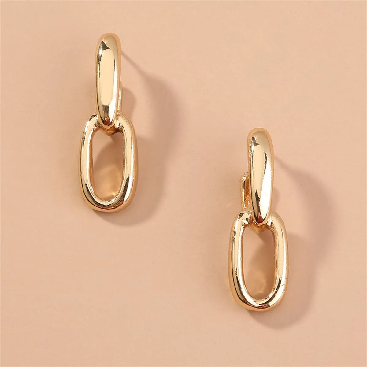 18K Gold-Plated Interlocked Cable Chain Drop Earrings