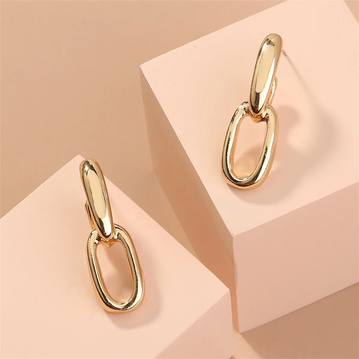18K Gold-Plated Interlocked Cable Chain Drop Earrings