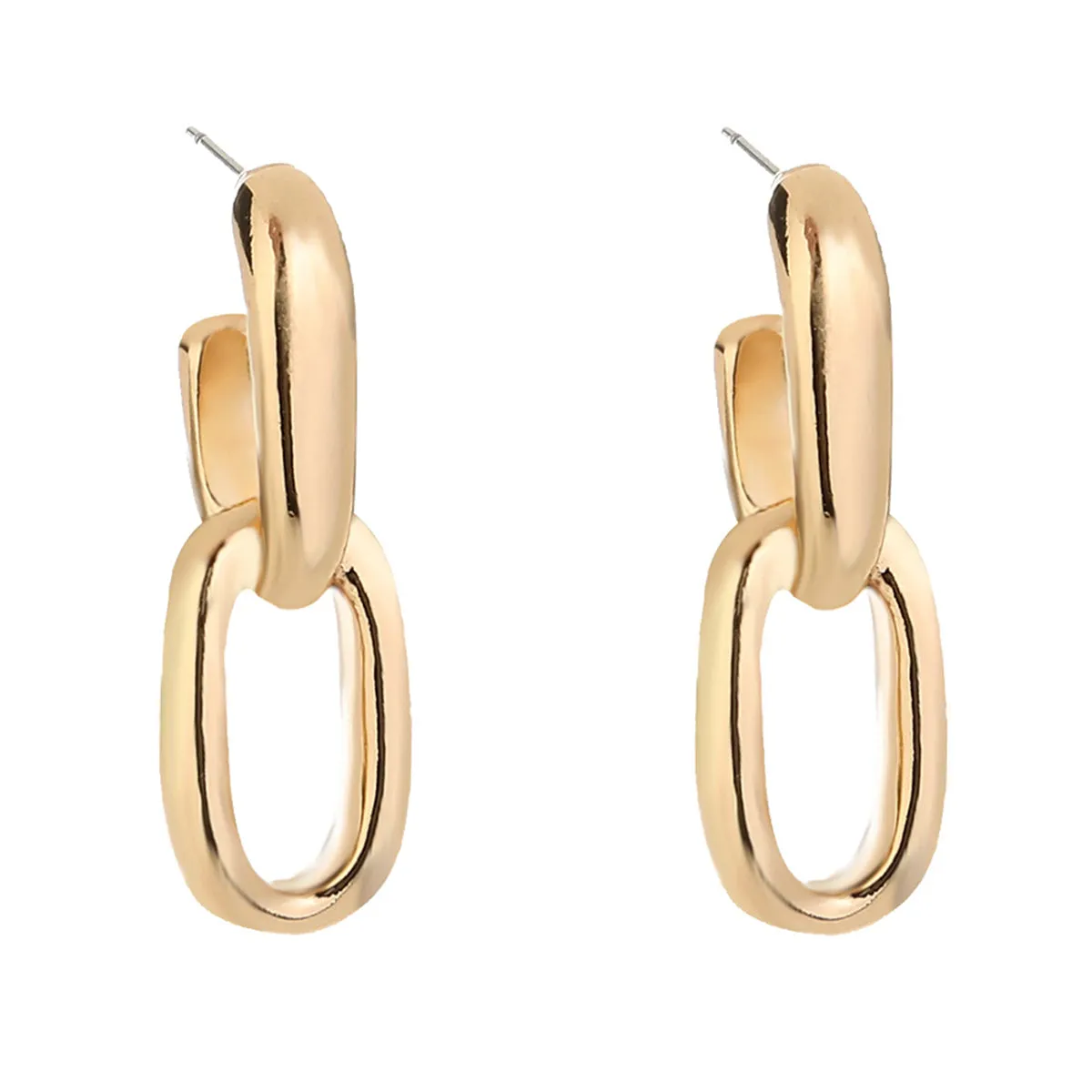 18K Gold-Plated Interlocked Cable Chain Drop Earrings