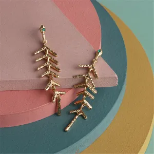 18K Gold-Plated Salix Leaf Drop Earrings