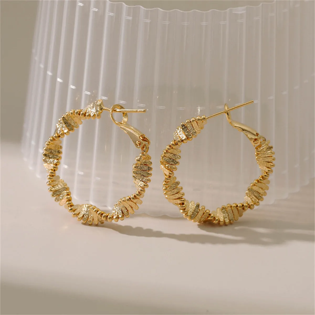 18K Gold-Plated Twisted Hoop Earrings