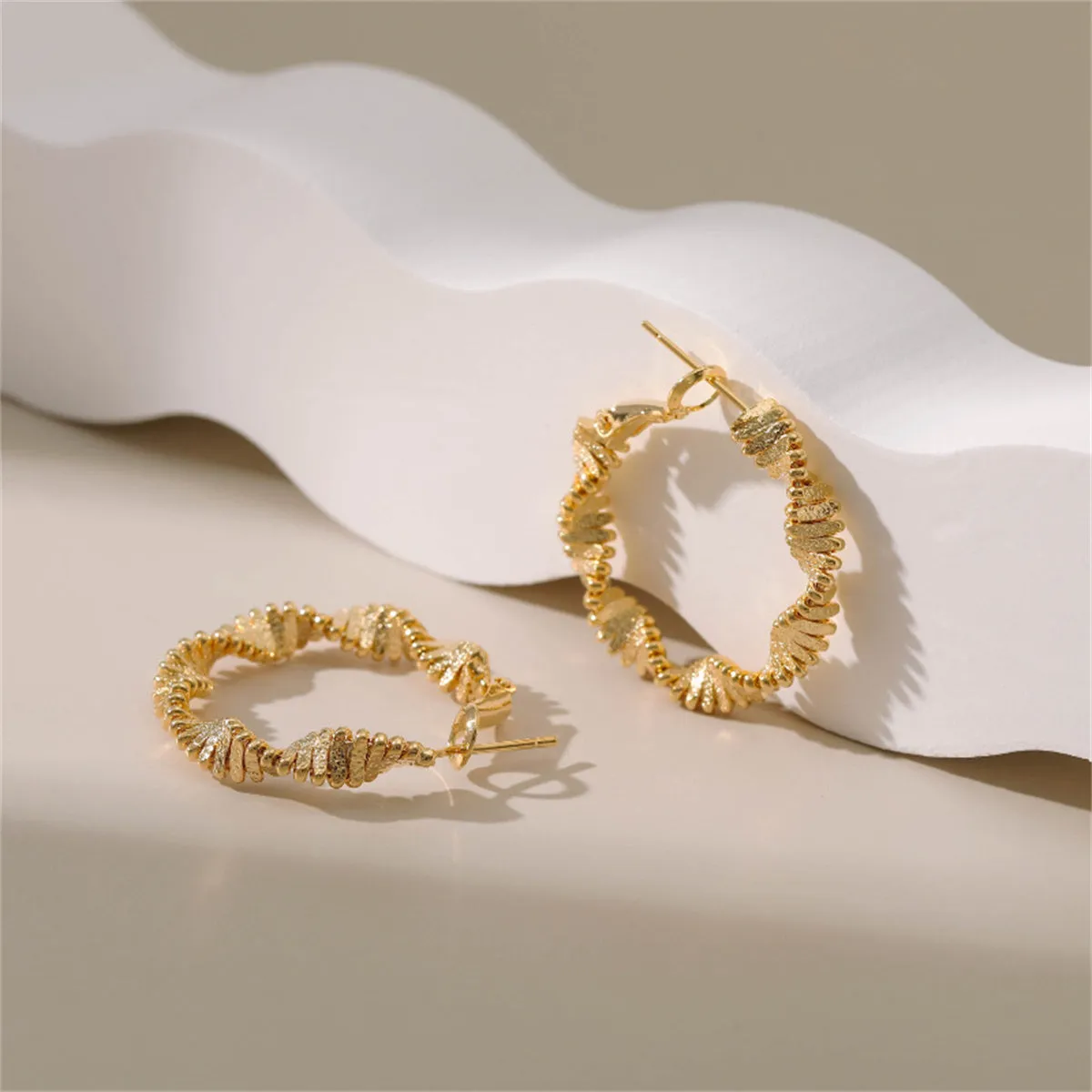 18K Gold-Plated Twisted Hoop Earrings