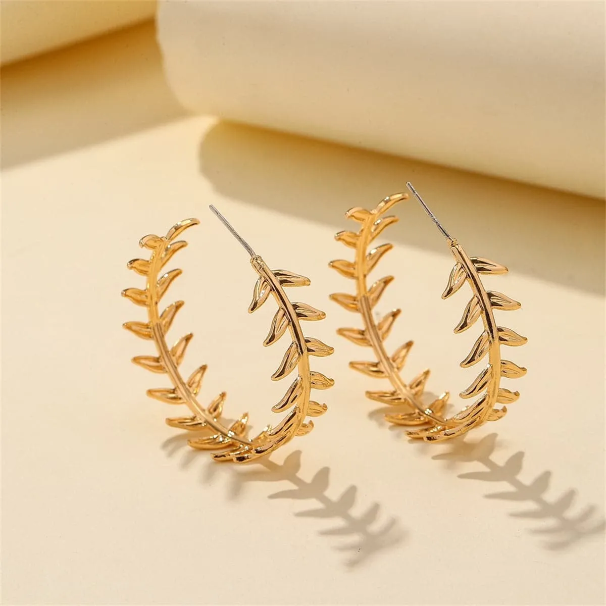 18K Gold-Plated Wheat Hoop Earrings