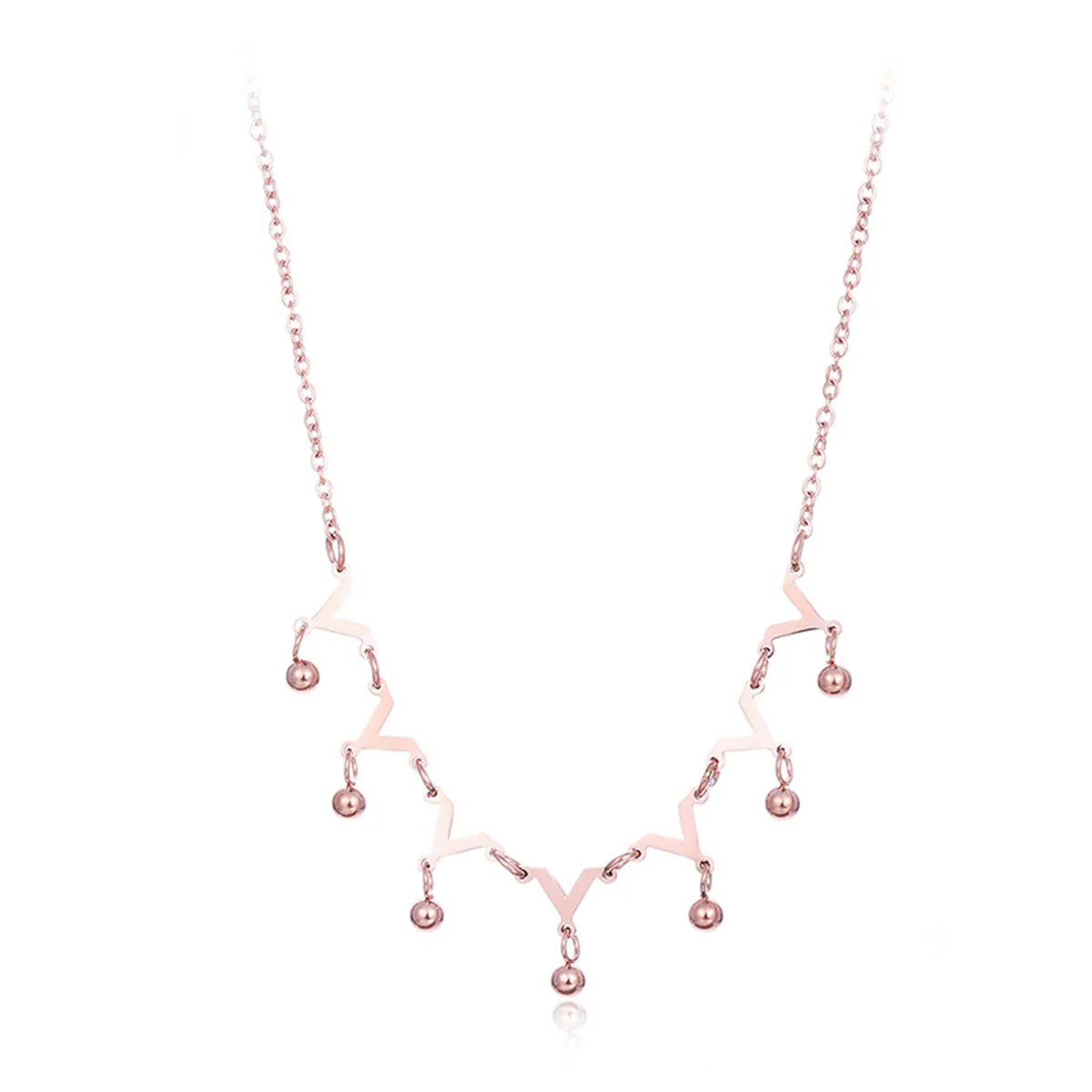 18K Rose Gold-Plated Letter V & Bead Necklace