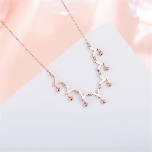 18K Rose Gold-Plated Letter V & Bead Necklace