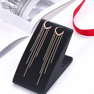 18K Rose Gold-Plated Tassel Open Hoop Drop Earrings