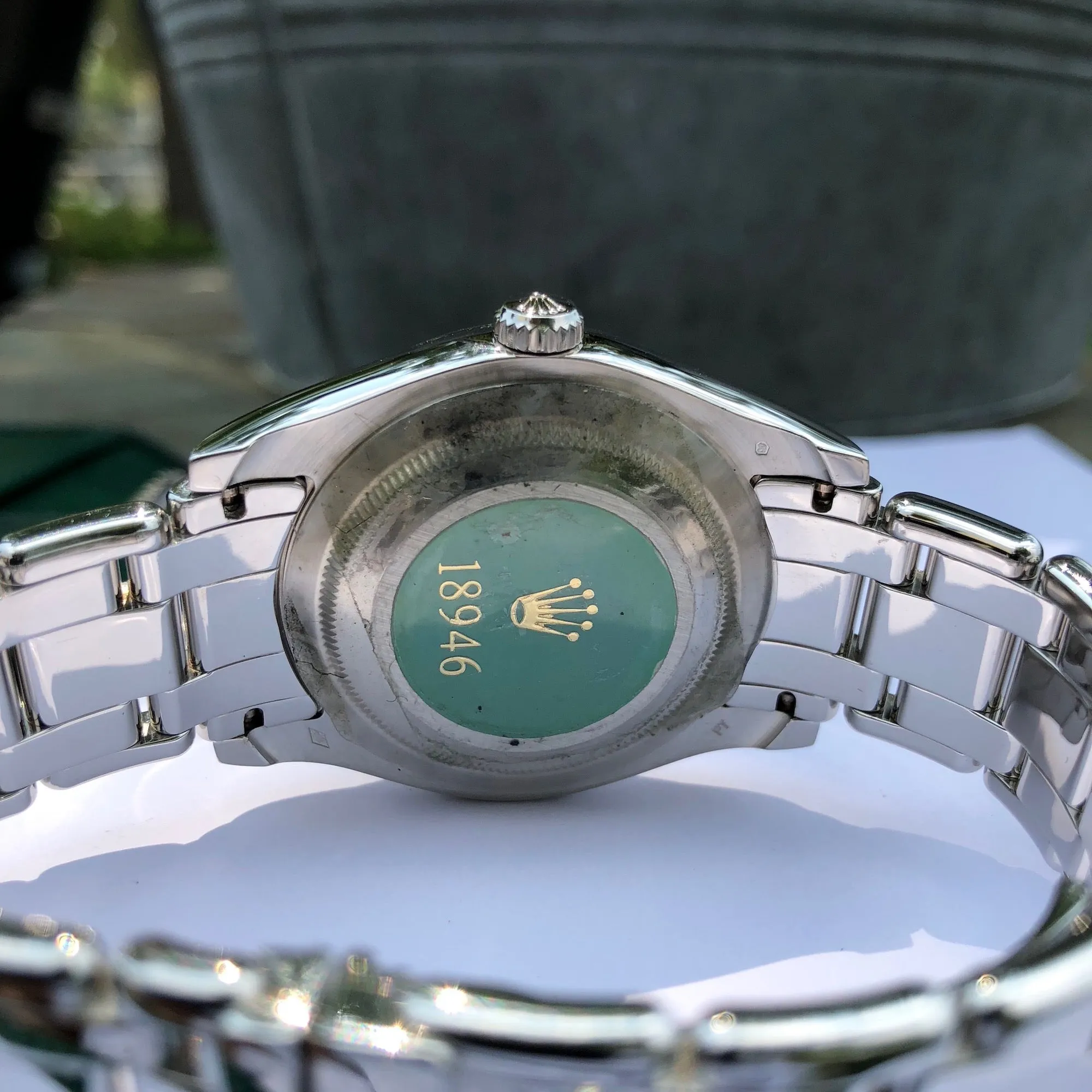 1999 Rolex Pearlmaster 18946 Platinum 39mm Rhodium Serti Diamond Day Date Wristwatch Box & Papers