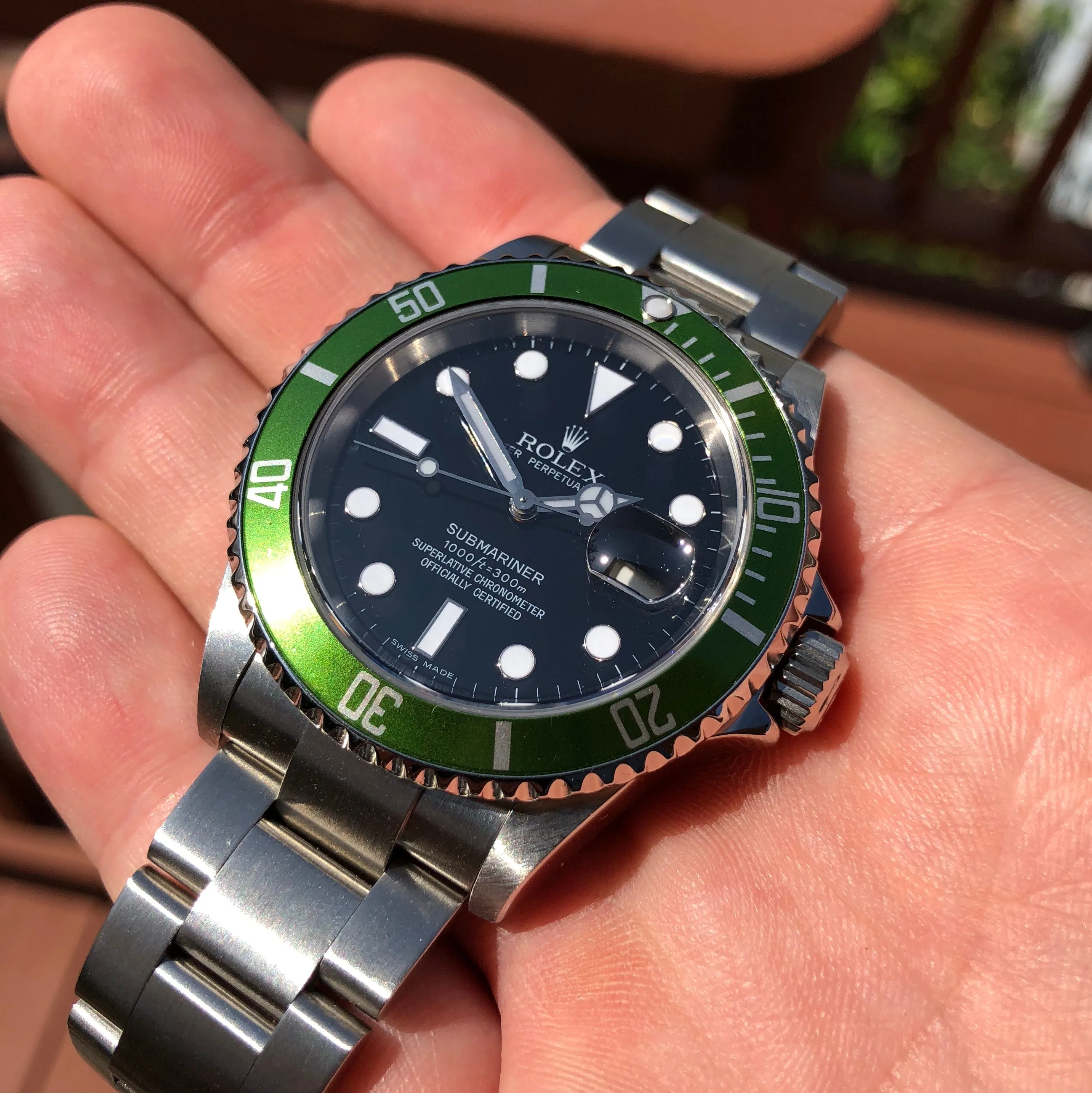 2007 Rolex Submariner 16610V 50th Anniversary Green Kermit Z Serial Wristwatch Box Papers
