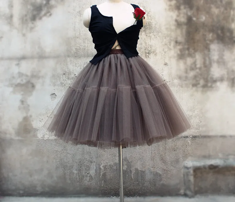 5 Layer Midi Tutu Tulle Skirt Vintage Skirts Womens Lolita Petticoat