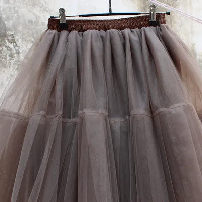 5 Layer Midi Tutu Tulle Skirt Vintage Skirts Womens Lolita Petticoat