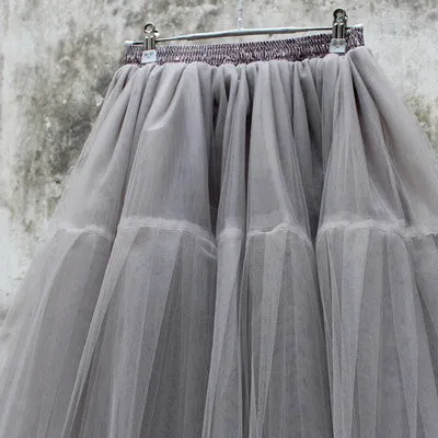 5 Layer Midi Tutu Tulle Skirt Vintage Skirts Womens Lolita Petticoat