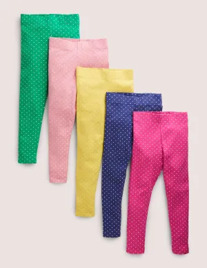 5-Pack Multi-Coloured Polka Dot Leggings-Spot Multi