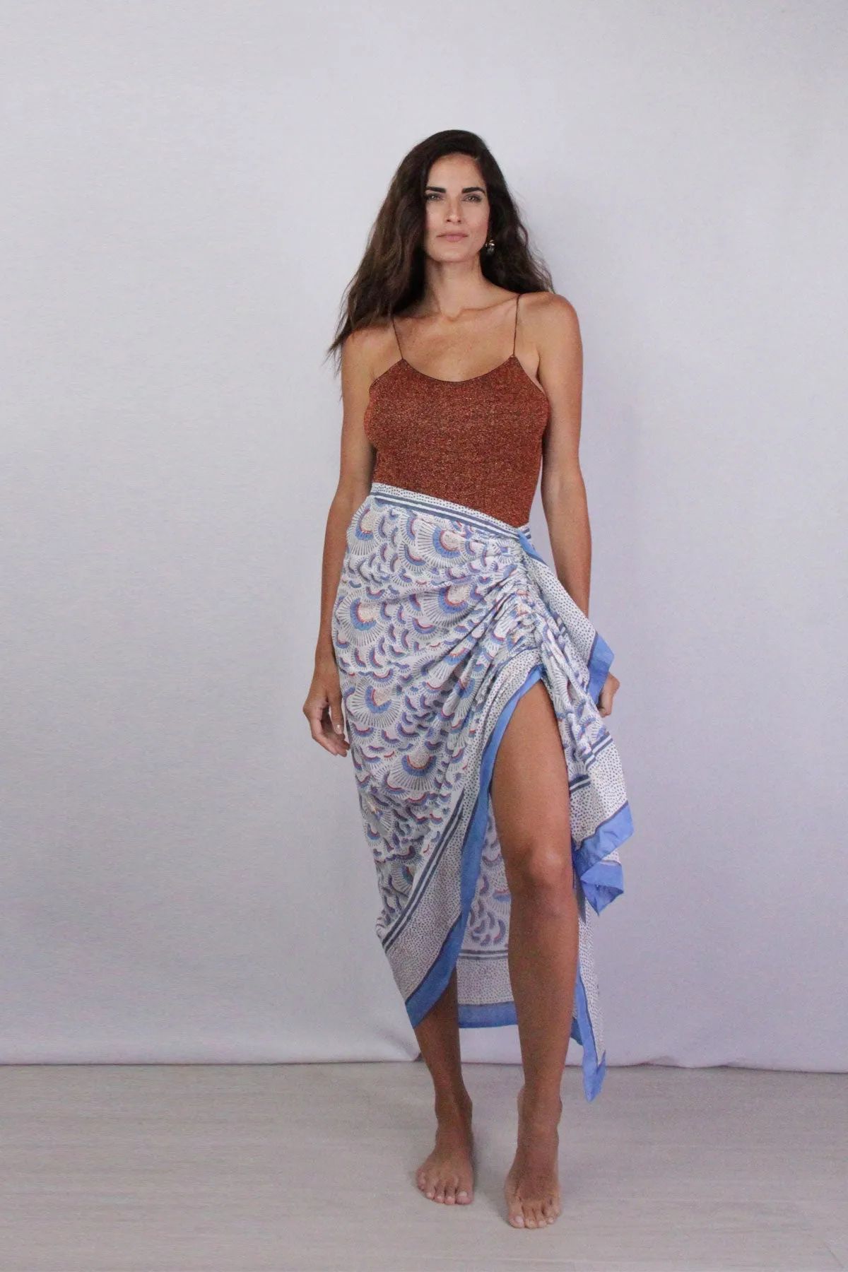 Abanico Pareo Skirt in Blue