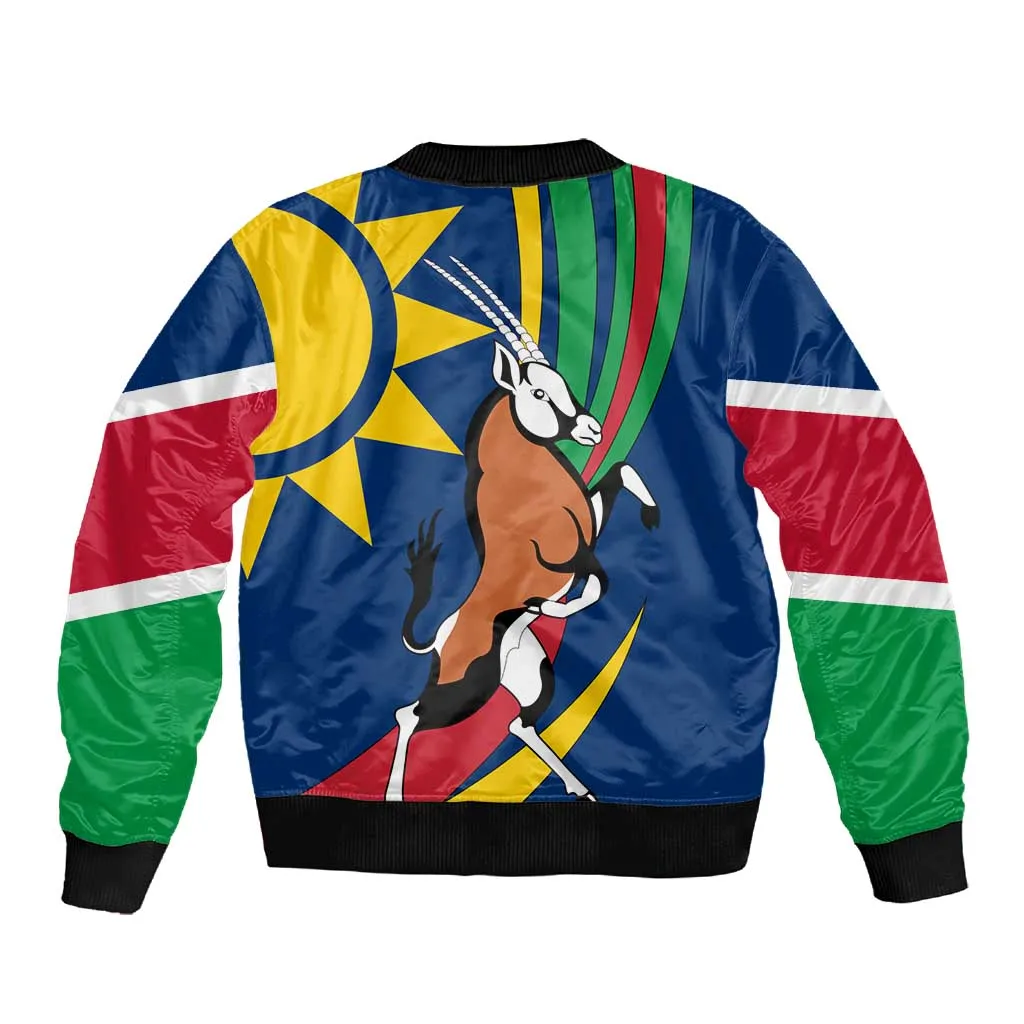 African Fish Eagle Namibia Sleeve Zip Bomber Jacket Gemsbok Supporters Style TS04