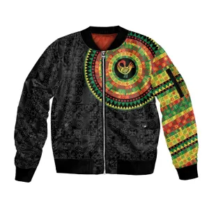 African Sankofa Bird Sleeve Zip Bomber Jacket Adinkra Symbols - Chest Arm Tattoo LT15