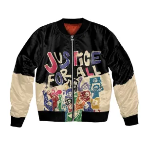 African Stand Firm Sleeve Zip Bomber Jacket Justice For All DT03