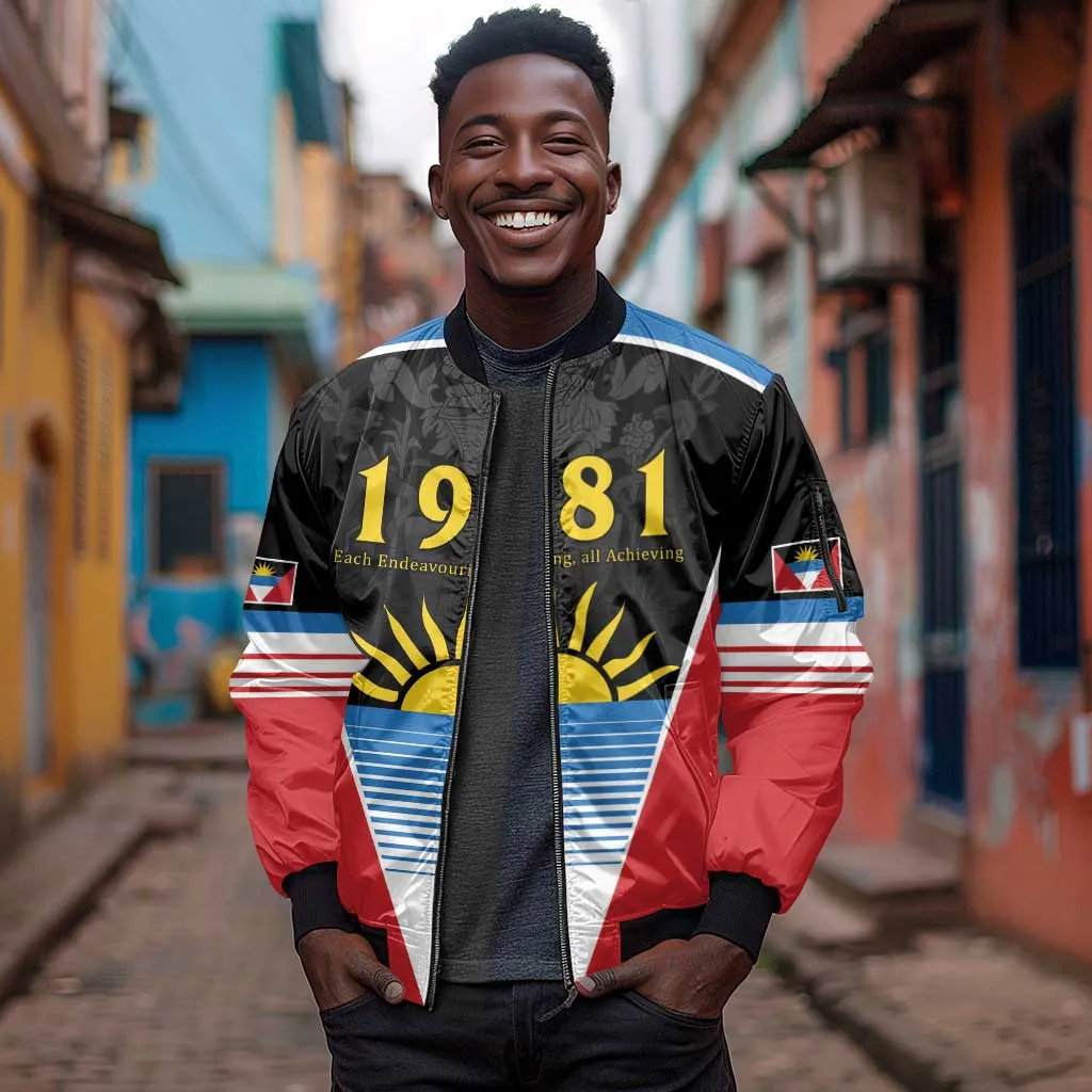 Afro-Antiguans and Barbudans 1981 Sleeve Zip Bomber Jacket Each Endeavouring All Achieving LT9