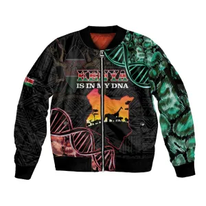Afro Kenya Sleeve Zip Bomber Jacket Kenyan Is In My DNA - Jamhuri Day LT14