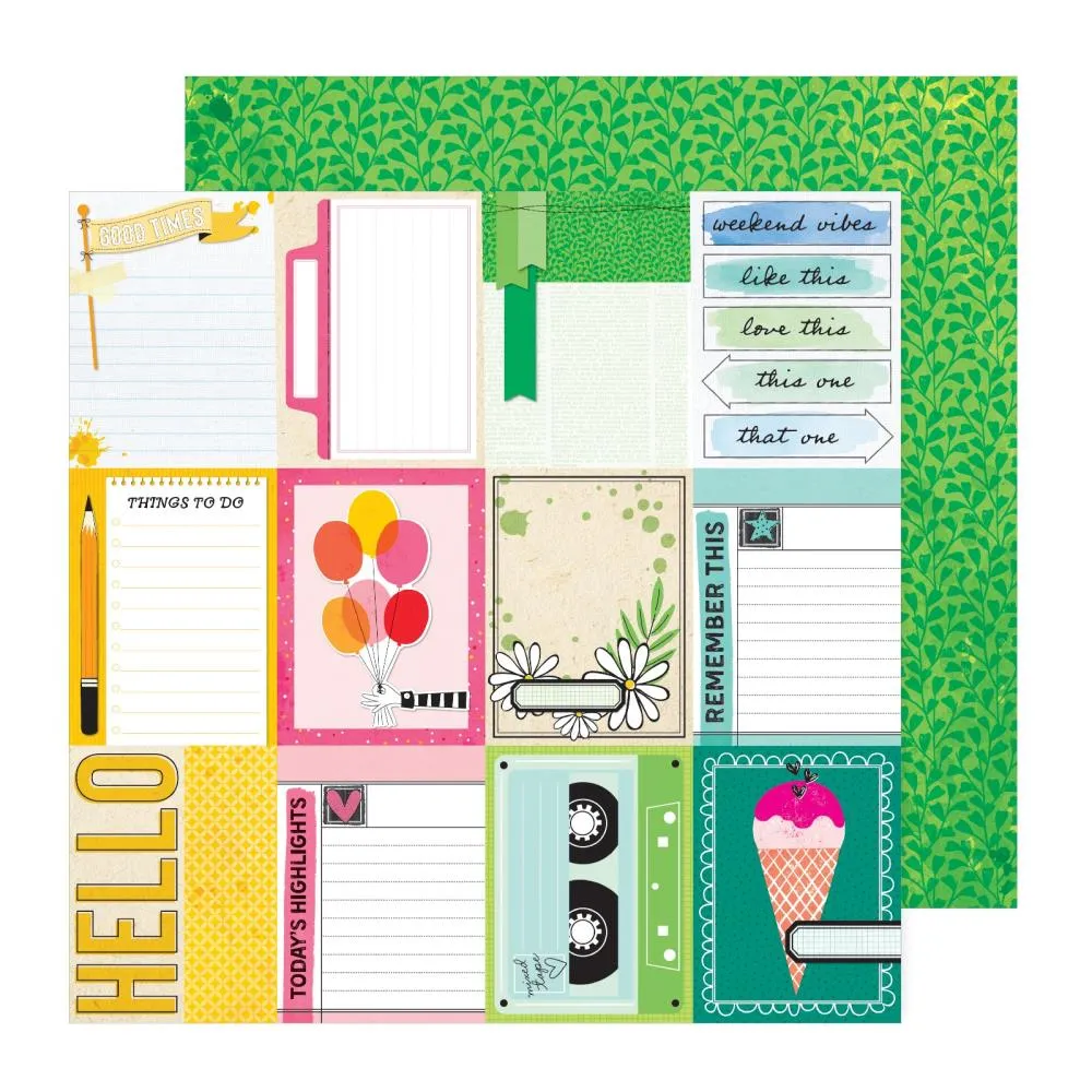 American Crafts [Vicki Boutin] 12x12 Papers - Bold & Bright - 3x4 tags