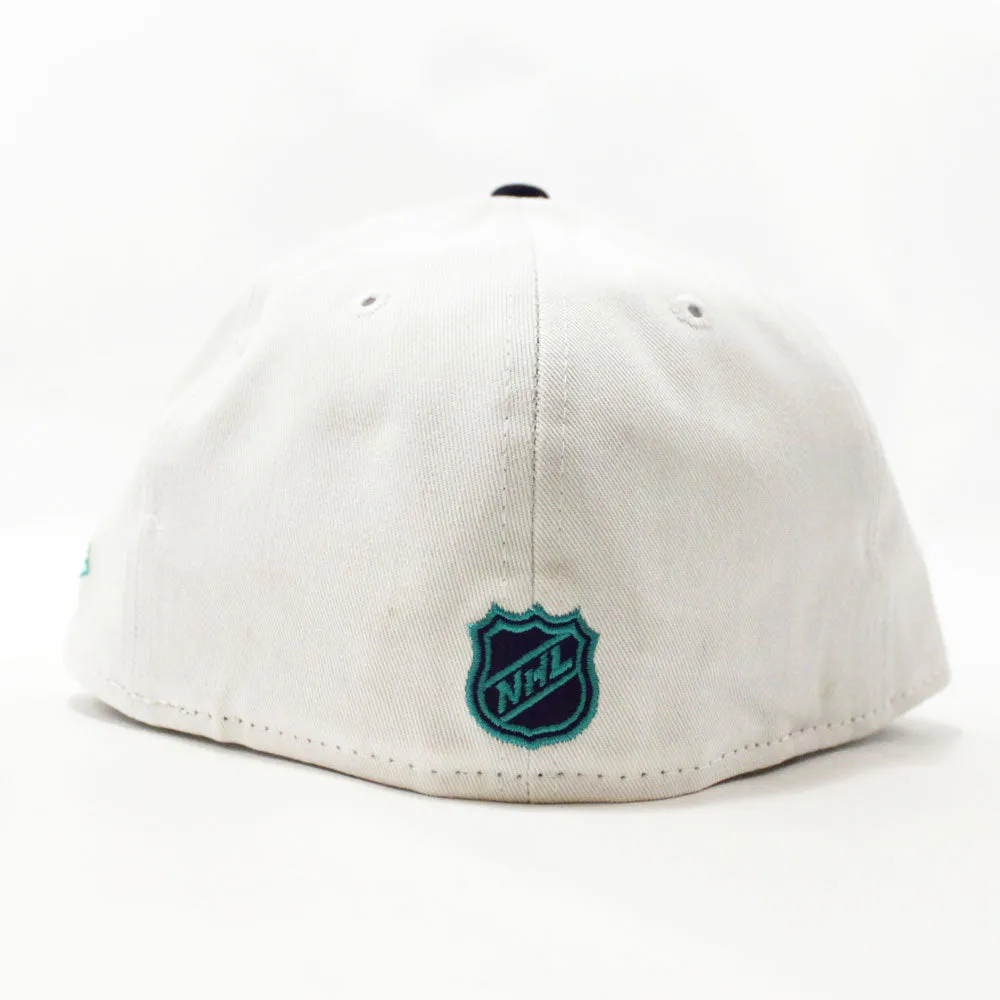 Anaheim Ducks New Era 59FIFTY Fitted Hat (White Purple Teal Under Brim)