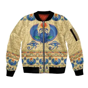 Ancient Egypt Scarab Beetle Sleeve Zip Bomber Jacket LT9