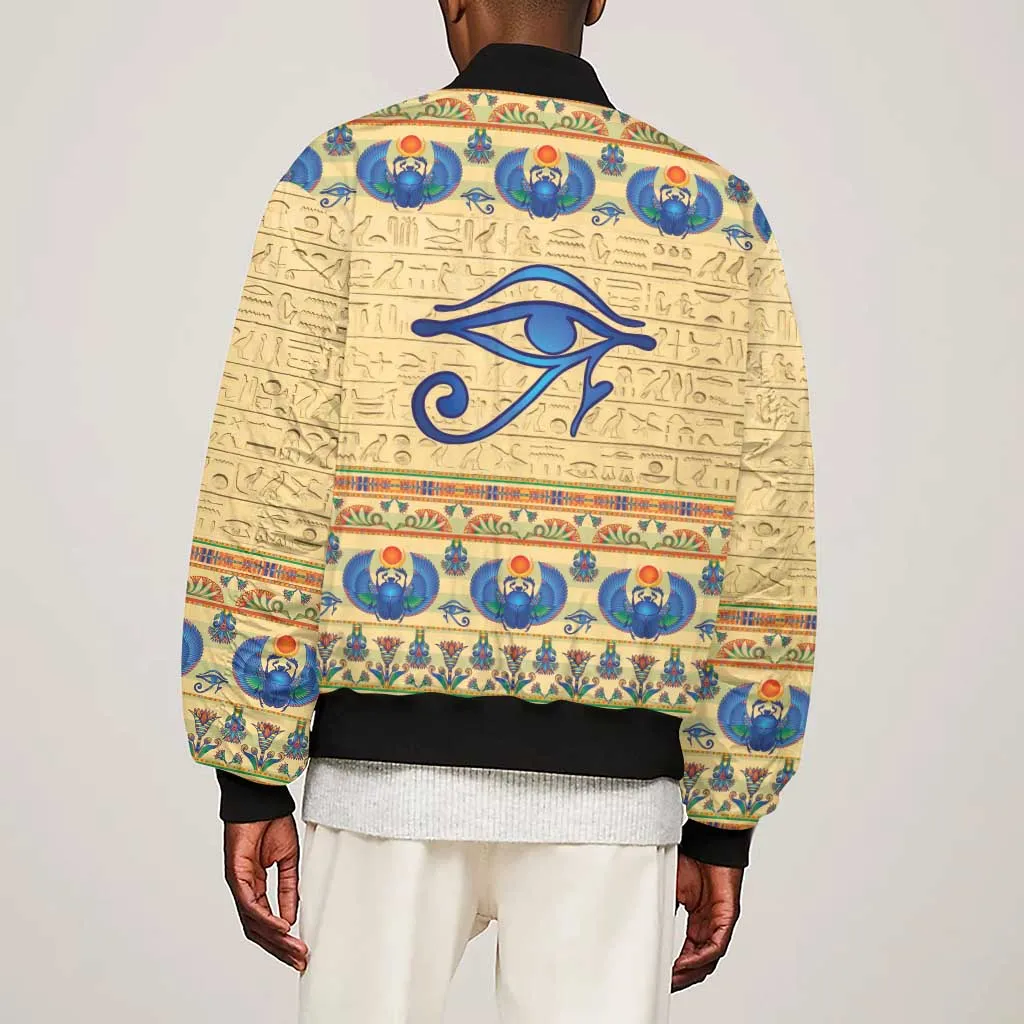 Ancient Egypt Scarab Beetle Sleeve Zip Bomber Jacket LT9